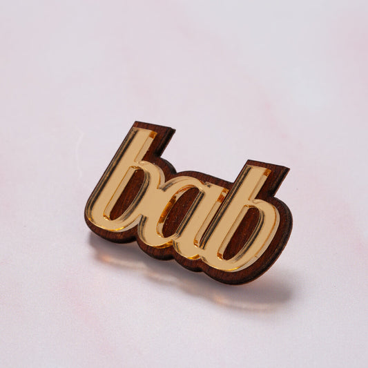 Bab Brooch - Wood & Gold