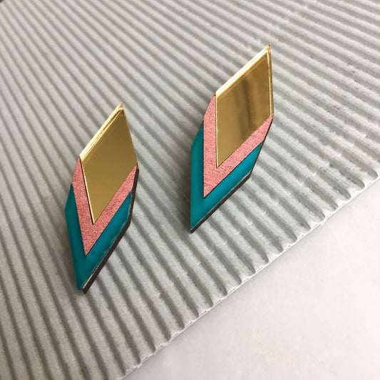 Deco Diamond Earrings - Jade & Green