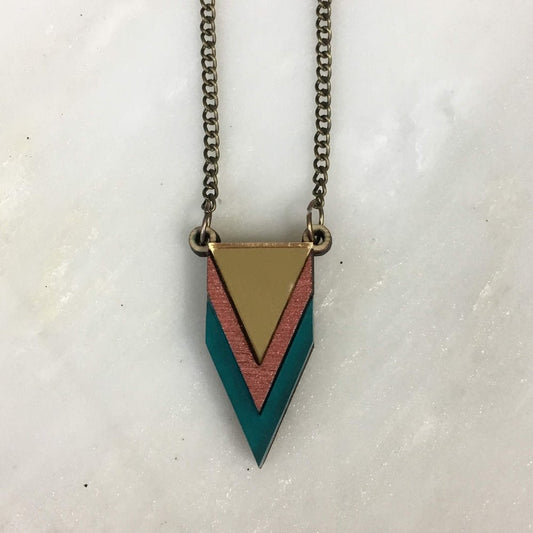 Deco Chevron Necklace Small - Jade & Green