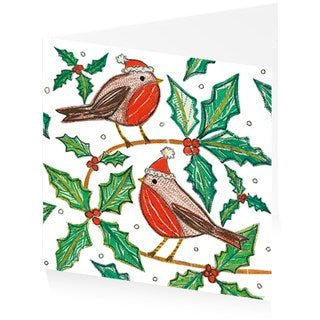 Two Festive Robins - Christmas Card